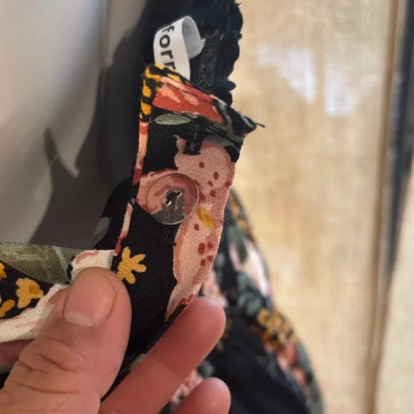 Reformation Black Maxi Dress with Peach and Green Floral Print - Picture 3 of 10